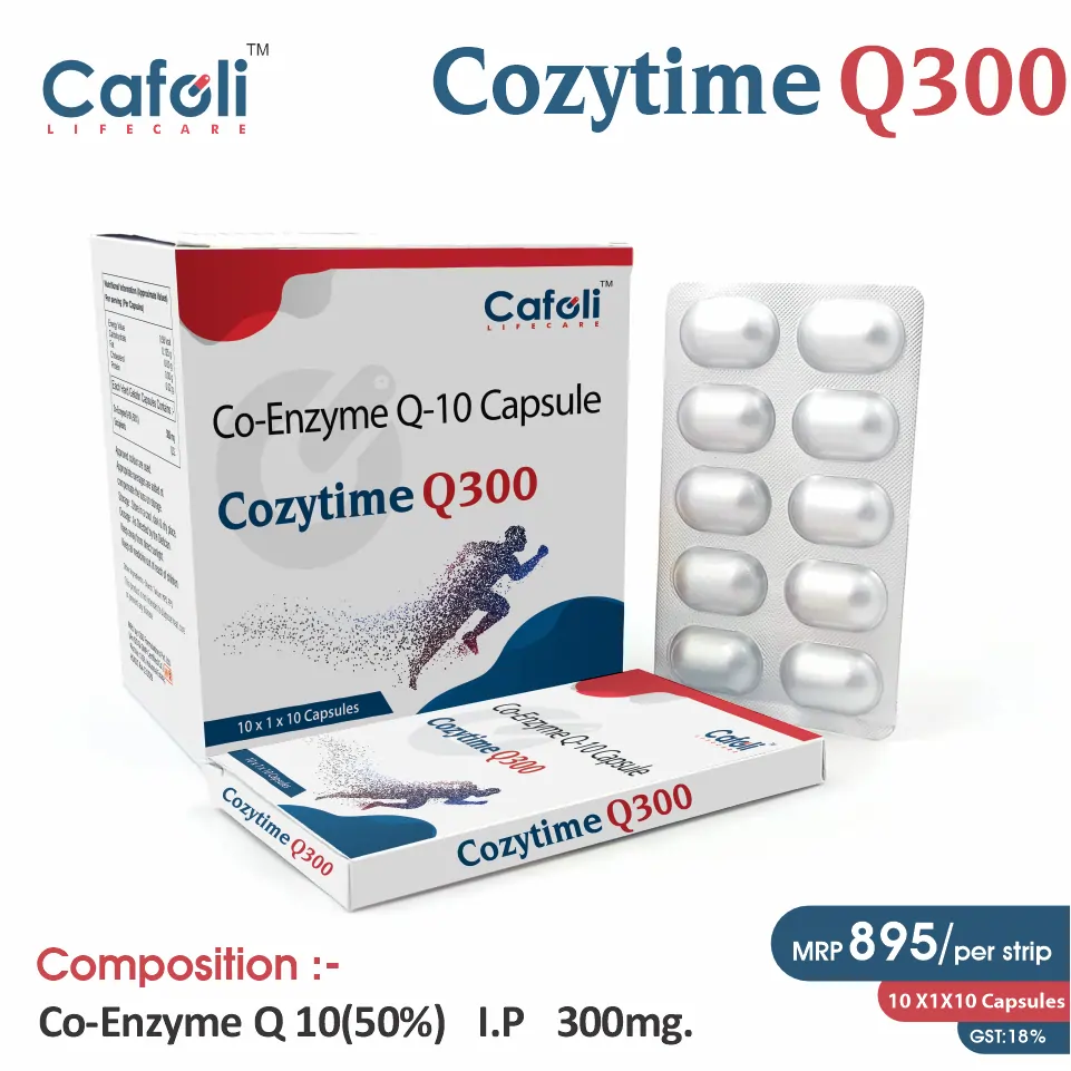 Coenzyme Q10 300mg Capsule at the best price in PCD Pharma Franchise for Nutritional Supplement, Antioxidant, Heart Health.